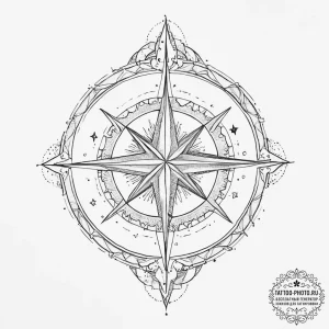 Tattoo design a celestial map with a single,... - эскиз тату (№1754313501_0, 04.08.2025 13:18) — tattoo-photo.ru