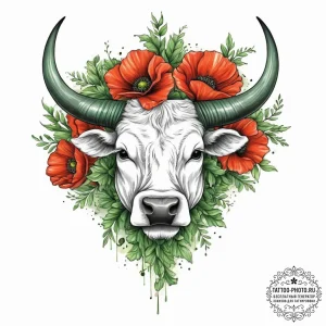 Tattoo design a taurus bull's head emerging f... - эскиз тату (№1754314103_0, 04.08.2025 13:28) — tattoo-photo.ru