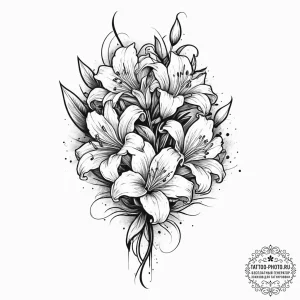 Lilies of the valley, tattoo drawing outline,... - эскиз тату (№1754316299_0, 04.08.2025 14:04) — tattoo-photo.ru