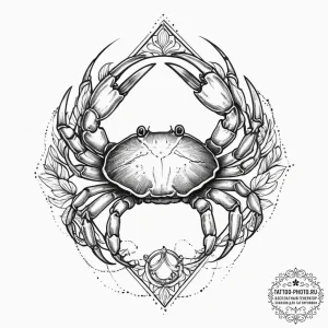 Tattoo design a cancer crab, with a small cha... - эскиз тату (№1754316515_0, 04.08.2025 14:08) — tattoo-photo.ru