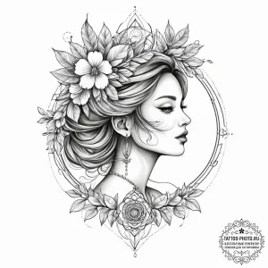 A neo-traditional tattoo of alkonost, the bir... - эскиз тату (№1754316927_0, 04.08.2025 14:15) — tattoo-photo.ru