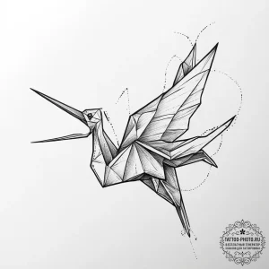 Origami crane, ink illustration for tattoo, o... - эскиз тату (№1754317950_0, 04.08.2025 14:32) — tattoo-photo.ru