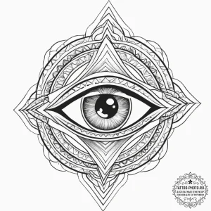 Tattoo sketch a cosmic eye, symbolizing vigil... - эскиз тату (№1754323406_0, 04.08.2025 16:03) — tattoo-photo.ru