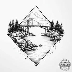 Tattoo design two distant islands connected b... - эскиз тату (№1754323614_0, 04.08.2025 16:06) — tattoo-photo.ru