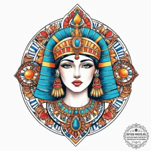Cleopatra, ink illustration for tattoo, neo t... - эскиз тату (№1754325228_0, 04.08.2025 16:33) — tattoo-photo.ru