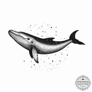 A whale silhouette filled with a starry sky,... - эскиз тату (№1754325836_0, 04.08.2025 16:43) — tattoo-photo.ru