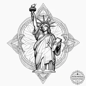 Statue of liberty, tattoo sketch design, on a... - эскиз тату (№1754328051_0, 04.08.2025 17:20) — tattoo-photo.ru