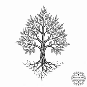Tattoo sketch a tree with leaves for each sea... - эскиз тату (№1754329856_0, 04.08.2025 17:50) — tattoo-photo.ru