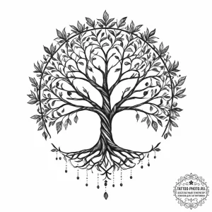 Tattoo sketch a blackwork tree of life with t... - эскиз тату (№1754330871_0, 04.08.2025 18:07) — tattoo-photo.ru