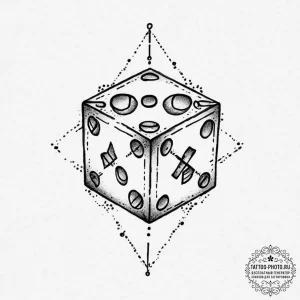 Tattoo sketch a single d6 dice with a critica... - эскиз тату (№1754331072_0, 04.08.2025 18:11) — tattoo-photo.ru