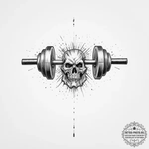 Tattoo design a stylized barbell with weights... - эскиз тату (№1754335354_0, 04.08.2025 19:22) — tattoo-photo.ru