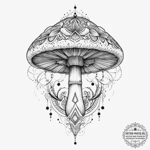 Tattoo sketch a power-up mushroom with a psyc... - эскиз тату (№1754336547_0, 04.08.2025 19:42) — tattoo-photo.ru