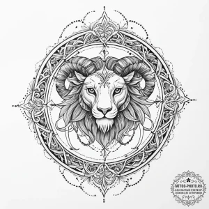 Tattoo sketch a zodiac animal breaking throug... - эскиз тату (№1754336745_0, 04.08.2025 19:45) — tattoo-photo.ru