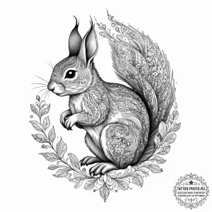 Tattoo design a whimsical squirrel or rabbit,... - эскиз тату (№1754338555_0, 04.08.2025 20:15) — tattoo-photo.ru