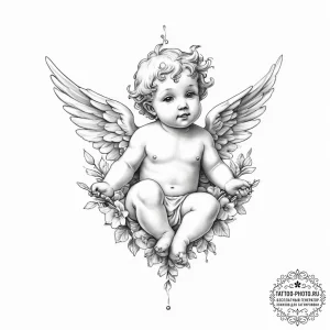 Cherub - эскиз тату (№1754338960_0, 04.08.2025 20:22) — tattoo-photo.ru
