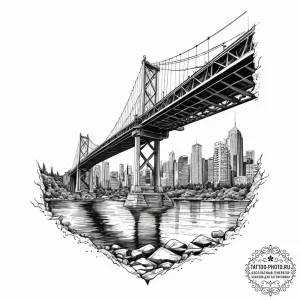 A view of a bridge from directly underneath,... - эскиз тату (№1754339155_0, 04.08.2025 20:25) — tattoo-photo.ru