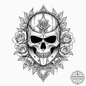 Tattoo design a detailed medieval helmet with… — эскиз тату (№1754349548_0, 04.08.2025 23:19) — tattoo-photo.ru
