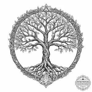 Yggdrasil (tree of life) - эскиз тату (№1754351150_0, 04.08.2025 23:45) — tattoo-photo.ru