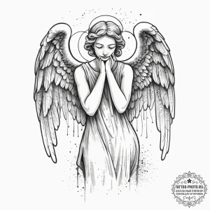A weeping angel statue, tattoo flash sheet de... - эскиз тату (№1754391776_0, 05.08.2025 11:02) — tattoo-photo.ru