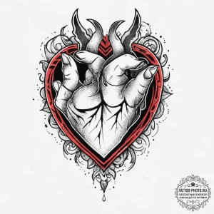 Tattoo design a hand drawing a heart on a mis... - эскиз тату (№1754391973_0, 05.08.2025 11:06) — tattoo-photo.ru