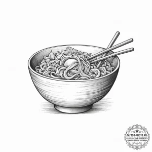 Tattoo design 'ramen bowl' on one, 'chopstick... - эскиз тату (№1754392368_0, 05.08.2025 11:12) — tattoo-photo.ru