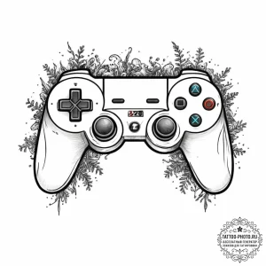 Tattoo design a game controller merging with... - эскиз тату (№1754398284_0, 05.08.2025 12:51) — tattoo-photo.ru