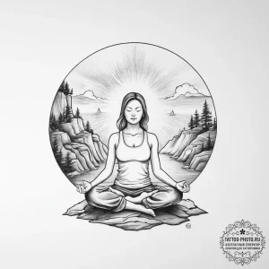 A serene photo of a yoga instructor meditatin... - эскиз тату (№1754412898_0, 05.08.2025 16:54) — tattoo-photo.ru