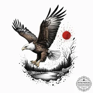 An eagle in flight, talons outstretched, abou... - эскиз тату (№1754413303_0, 05.08.2025 17:01) — tattoo-photo.ru