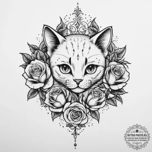 Kitten, tattoo sketch design, on a clean whit... - эскиз тату (№1754420280_0, 05.08.2025 18:58) — tattoo-photo.ru