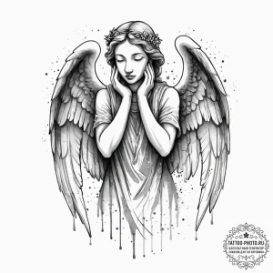 A weeping angel statue, tattoo flash sheet de... - эскиз тату (№1754427297_0, 05.08.2025 20:54) — tattoo-photo.ru