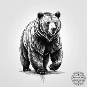 Tattoo sketch a detailed grizzly bear in a po... - эскиз тату (№1754427393_0, 05.08.2025 20:56) — tattoo-photo.ru