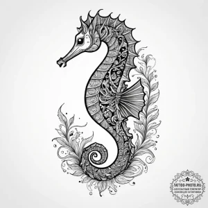 Tattoo sketch a small, stylized seahorse, sym... - эскиз тату (№1754428390_0, 05.08.2025 21:13) — tattoo-photo.ru