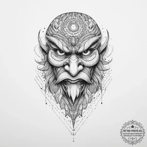 A tengu with a long nose, concept art for tat... - эскиз тату (№1754428988_0, 05.08.2025 21:23) — tattoo-photo.ru