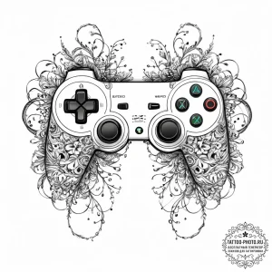 Tattoo sketch a gaming controller with wires... - эскиз тату (№1754429783_0, 05.08.2025 21:36) — tattoo-photo.ru