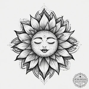 Tattoo design: a stylized sun symbol (like th... - эскиз тату (№1754430184_0, 05.08.2025 21:43) — tattoo-photo.ru