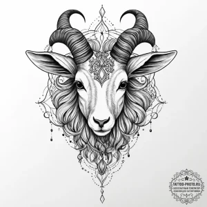 Tattoo design a capricorn goat-fish, half rea... - эскиз тату (№1754430581_0, 05.08.2025 21:49) — tattoo-photo.ru