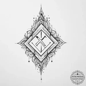 114. tattoo design: a minimalist "istok" rune... - эскиз тату (№1754430779_0, 05.08.2025 21:52) — tattoo-photo.ru
