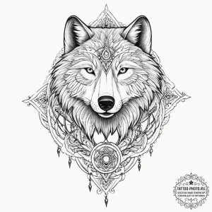 Tattoo design: a wolf and a bear, sacred anim... - эскиз тату (№1754431176_0, 05.08.2025 21:59) — tattoo-photo.ru