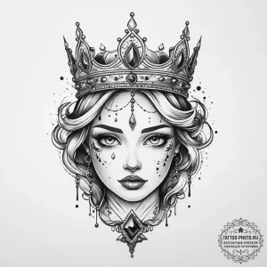 Tattoo design: a portrait of marzanna, with e... - эскиз тату (№1754431376_0, 05.08.2025 22:02) — tattoo-photo.ru