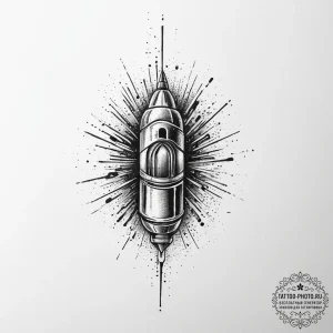 Tattoo sketch a bullet casing falling in slow... - эскиз тату (№1754432137_0, 05.08.2025 22:15) — tattoo-photo.ru