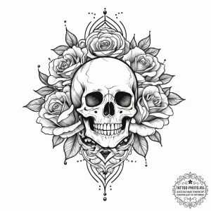 Tattoo design a half-flower on one partner, c... - эскиз тату (№1754434166_0, 05.08.2025 22:49) — tattoo-photo.ru