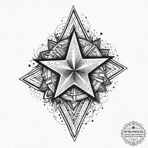 Tattoo design 'power up' with a glowing star... - эскиз тату (№1754434968_0, 05.08.2025 23:02) — tattoo-photo.ru
