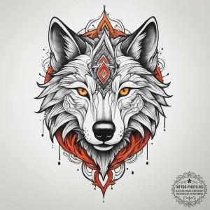 Tattoo design: a stylized wolf's head (veles'... - эскиз тату (№1754501827_0, 06.08.2025 17:37) — tattoo-photo.ru