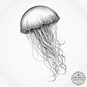 Tattoo sketch a delicate, ethereal jellyfish... - эскиз тату (№1754503866_0, 06.08.2025 18:11) — tattoo-photo.ru