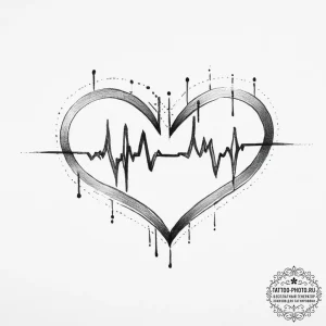 Tattoo sketch a heartbeat line that seamlessl... - эскиз тату (№1754508162_0, 06.08.2025 19:22) — tattoo-photo.ru