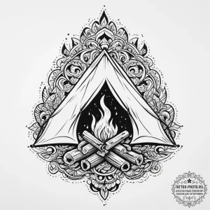 Tattoo sketch a stylized campfire on one, a t... - эскиз тату (№1754508367_0, 06.08.2025 19:26) — tattoo-photo.ru