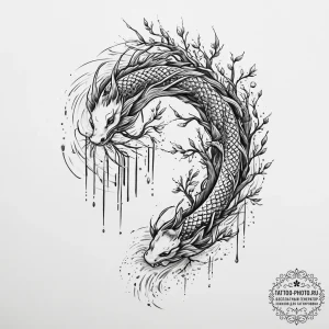 Tattoo sketch an abstract weeping willow tree... - эскиз тату (№1754508571_0, 06.08.2025 19:29) — tattoo-photo.ru