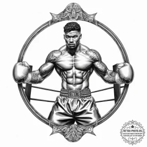 Tattoo design a boxing ring with a powerful f... - эскиз тату (№1754510619_0, 06.08.2025 20:03) — tattoo-photo.ru