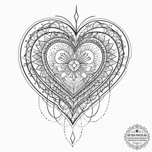 Tattoo sketch a 'sacred heart' symbol with a... - эскиз тату (№1754511441_0, 06.08.2025 20:17) — tattoo-photo.ru