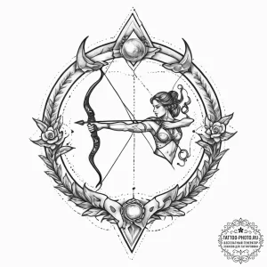 Tattoo sketch a sagittarius archer, with jupi... - эскиз тату (№1754512058_0, 06.08.2025 20:27) — tattoo-photo.ru